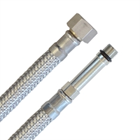 Panzerschlauch 3/8"ÜM x M10x1 lang, Flexschlauch DN8 für Sanitär mit Trinkwasserzulassung