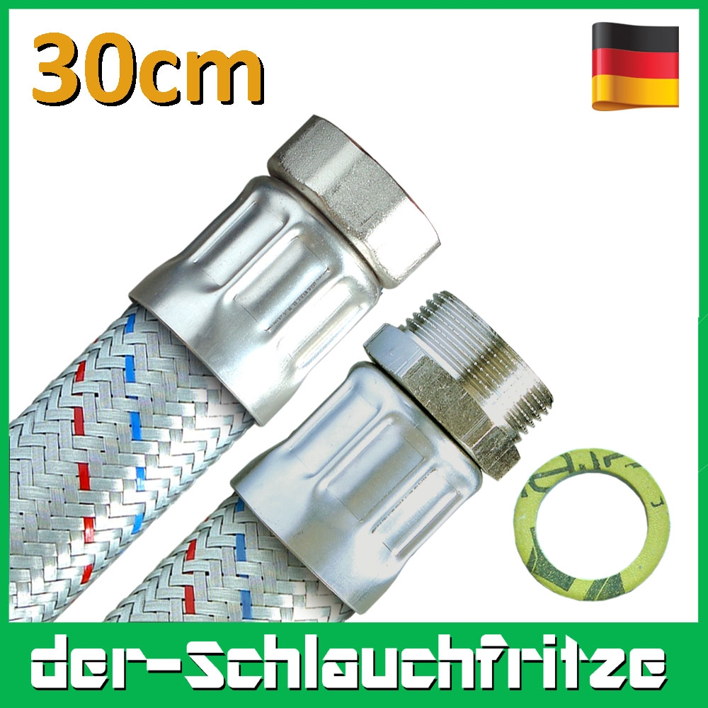 Edelstahl Panzerschlauch - Flexschlauch 1/2 Zoll IG/AG - 30cm