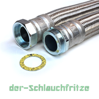 Panzerschlauch 2 1/2" ÜM x 2 1/2" AG, Flexschlauch DN60 für Heizung