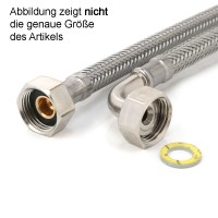 Panzerschlauch 3/8" ÜM x 3/4" ÜM Bogen, Flexschlauch DN8 Sanitär Trinkwasser, 20cm - 2m