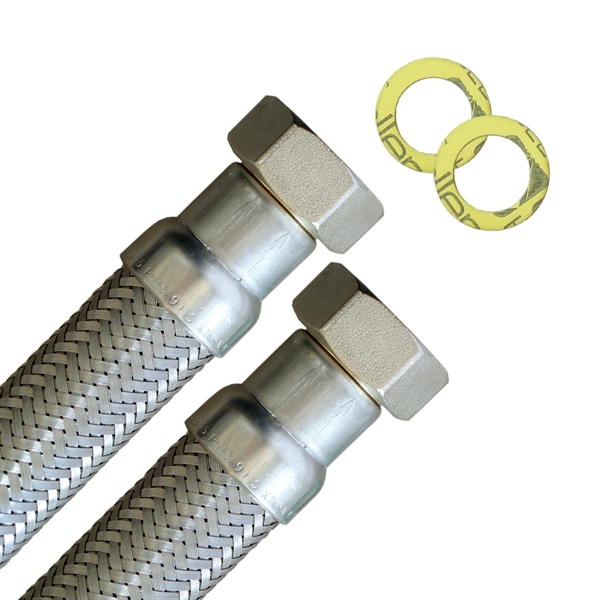 Panzerschlauch DN25, Geflecht VA, bds. 1"ÜM, Seele HDPE, KTW A, W270, -15 - 70°C, PN10,