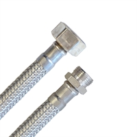 Panzerschlauch 1/2"ÜM x 3/8"AG, Flexschlauch in DN8 mit Trinkwasserzulassung