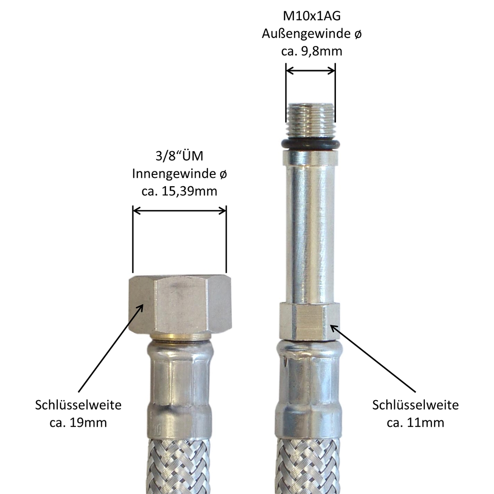 DVGW geprüfter Flexschlauch 3/8 ÜM x 3/8 AG 500mm